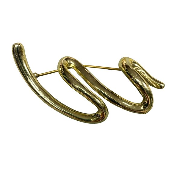 Vintage 60s Gold Tone Brooches - Star, Squiggle, Sunburst, Bow Knot - Art Deco, - Picture 4 of 9